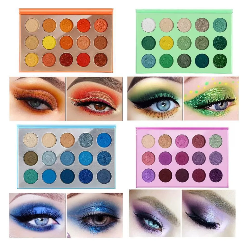 15 Shades All Season Eyeshadow Palette, Earth Tone Matte Shimmer Glitter Pigmented Eye Makeup Powder