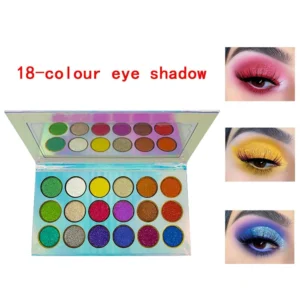 18 Shades Colorful Cream Eyeshadow Palette, Full Shimmer Mud Texture Highly Pigmented Long Lasting Eye Makeup