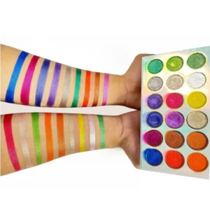 18 Shades Colorful Cream Eyeshadow Palette, Full Shimmer Mud Texture Highly Pigmented Long Lasting Eye Makeup
