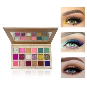 18 Shades Desert Gold Cream Eyeshadow Palette, Mermaid Shimmer Mud Texture Pigmented Eye Makeup Palette for Daily & Party Looks