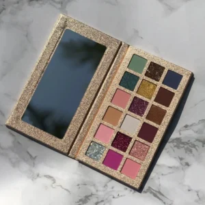 18 Shades Desert Gold Cream Eyeshadow Palette, Mermaid Shimmer Mud Texture Pigmented Eye Makeup Palette for Daily & Party Looks