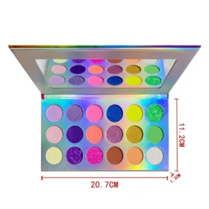 18 Shades Luminous Fluorescent Rainbow Eyeshadow Palette, Glitter Pigmented Stage Party Eye Makeup