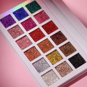 18 Shades Full Glitter Eyeshadow Palette, Highly Pigmented Shimmer Eye Makeup to Create Charming Eye Looks