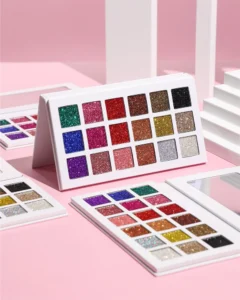 18 Shades Full Glitter Eyeshadow Palette, Highly Pigmented Shimmer Eye Makeup to Create Charming Eye Looks