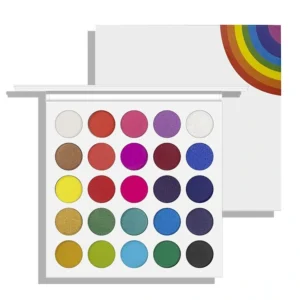 25 Shades Pure White Rainbow Eyeshadow Palette, Matte & Shimmer Combined Highly Pigmented Eye Makeup