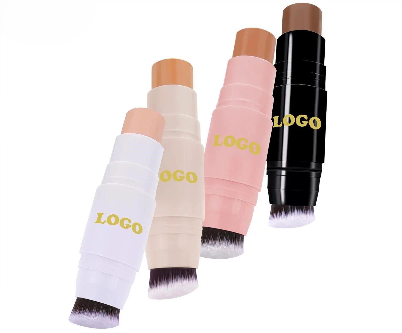 2 In 1 Waterproof Contour Concealer Stick with Brush, 3D Facial Sculpting Brightening Blemish Cover Makeup