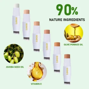2 In 1 Waterproof Contour Concealer Stick with Brush, 3D Facial Sculpting Brightening Blemish Cover Makeup