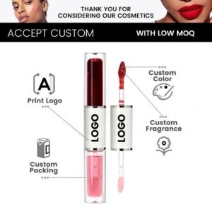 2 In 1 Dual End Peel Off Lip Gloss & Lip Oil Set, 4 Shades Each Hydrating Non Transfer Long Lasting Lip Makeup
