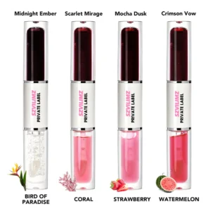 2 In 1 Dual End Peel Off Lip Gloss & Lip Oil Set, 4 Shades Each Hydrating Non Transfer Long Lasting Lip Makeup