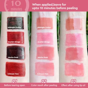 2 In 1 Dual End Peel Off Lip Gloss & Lip Oil Set, 4 Shades Each Hydrating Non Transfer Long Lasting Lip Makeup