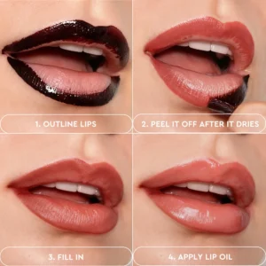 2 In 1 Dual End Peel Off Lip Gloss & Lip Oil Set, 4 Shades Each Hydrating Non Transfer Long Lasting Lip Makeup