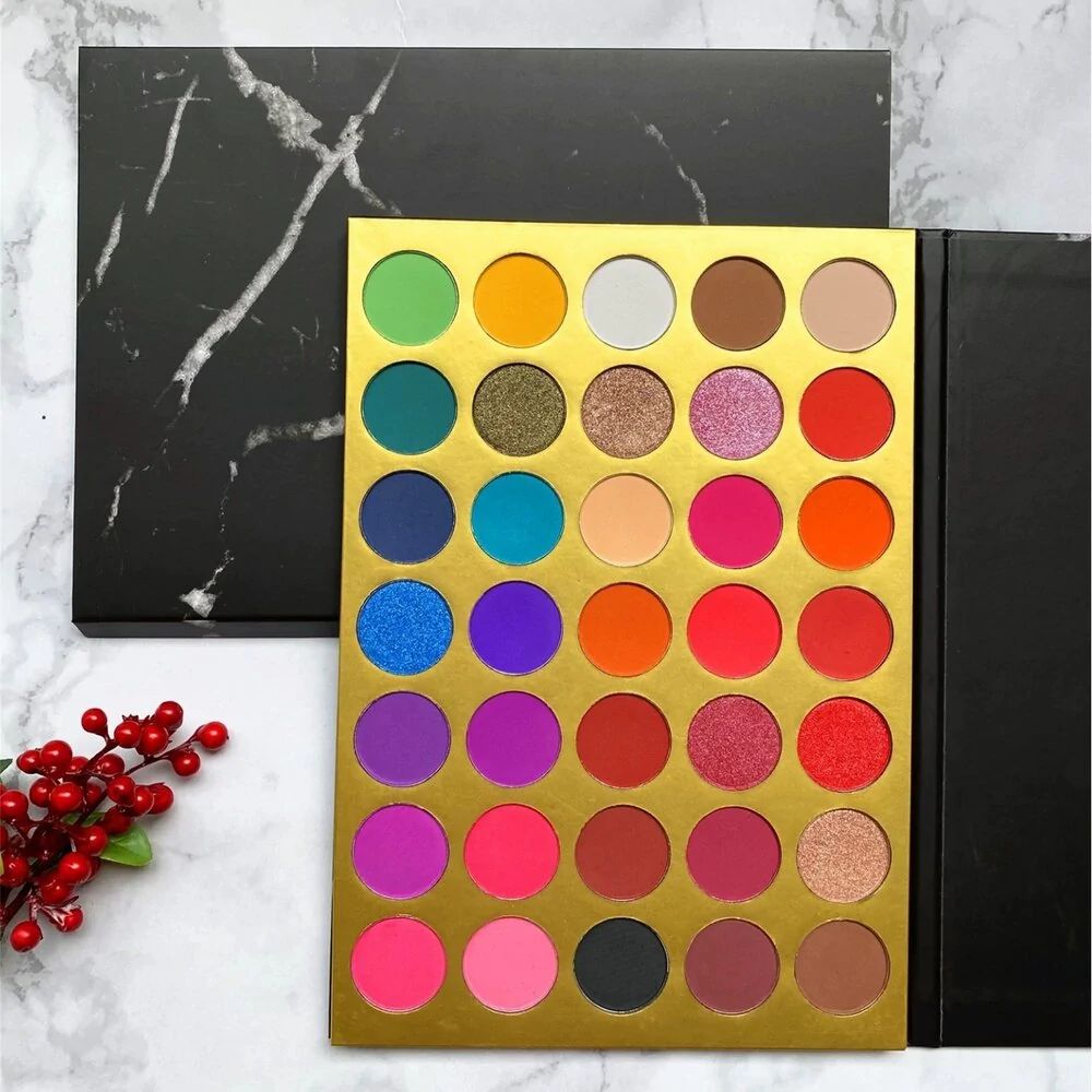 35 Shades Matte Shimmer Mixed Eyeshadow Palette, Highly Pigmented Long Wear Eye Makeup for Wholesale
