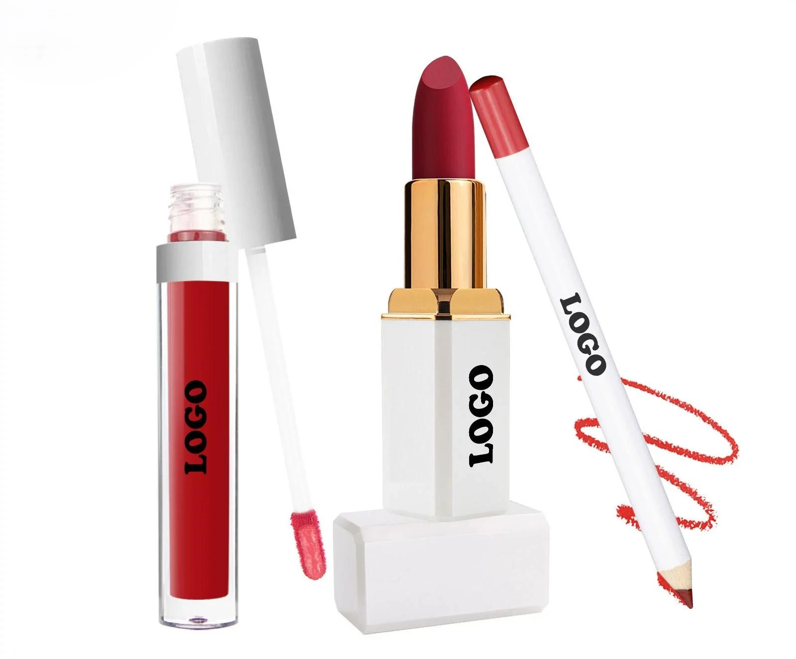 Velvet Matte 3 Pcs Lip Makeup Kit, Fade Resistant Non-transfer Lipstick & Lip Liner Long Wear Lip Cosmetic Set