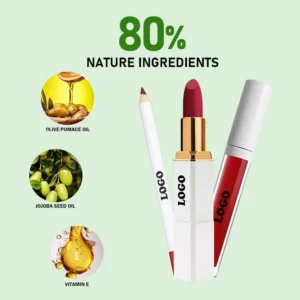Velvet Matte 3 Pcs Lip Makeup Kit, Fade Resistant Non-transfer Lipstick & Lip Liner Long Wear Lip Cosmetic Set