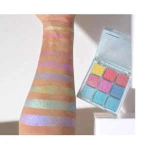 9 Shades Chameleon Iridescent Diamond Glitter Eyeshadow, Smudge Resistant High Pigment Shifting Eye Makeup