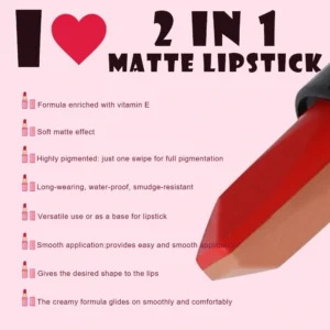 Custom Private Label No Logo 2 Shades Waterproof Color Lock Matte Long Wear Lipstick