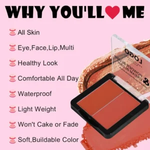 Custom Private Label No Logo 2 In 1 Multi-use Cream Blush, Highly Pigmented Long Wear Natural Complexion Boosting Rouge
