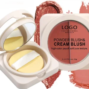 Custom Private Label No Logo 2-in-1 Multi-Use Cream Blush Palette, Highly Pigmented Long-Lasting Complexion Boosting Facial Rouge