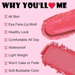 Custom Private Label No Logo 2 In 1 Cream Blush Palette, Highly Pigmented Long Lasting Natural Complexion Boosting Facial Rouge