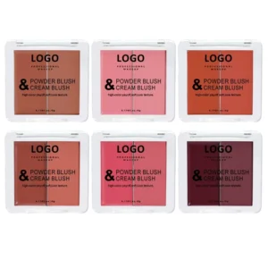 Custom Private Label No Logo 2 In 1 Multi-use Blush Powder & Cream Palette, Highly Pigmented Long Wear Natural Facial Rouge