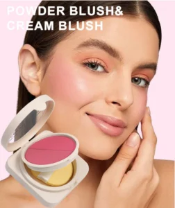 Custom Private Label No Logo 2-in-1 Multi-Use Cream Blush Palette, Highly Pigmented Long-Lasting Complexion Boosting Facial Rouge