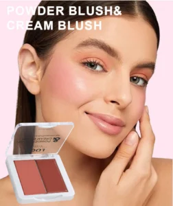 Custom Private Label No Logo 2 In 1 Multi-use Blush Powder & Cream Palette, Highly Pigmented Long Wear Natural Facial Rouge
