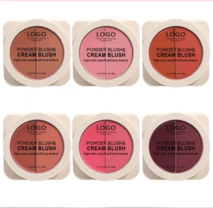 Custom Private Label No Logo 2-in-1 Multi-Use Cream Blush Palette, Highly Pigmented Long-Lasting Complexion Boosting Facial Rouge