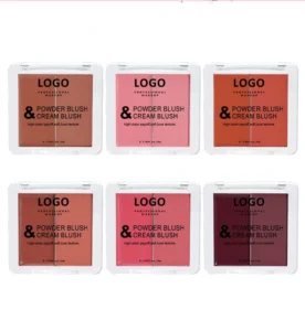 Custom Private Label No Logo 2 In 1 Multi-use Blush Powder & Cream Palette, Highly Pigmented Long Wear Natural Facial Rouge