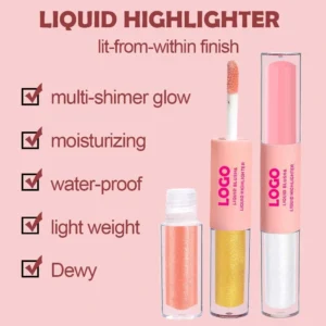 Custom Private Label No Logo 2-in-1 Liquid Blush & Highlighter, Transfer-Resistant Long-Lasting Natural Facial Brightening Rouge