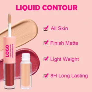 Custom Private Label No Logo 2-in-1 Liquid Highlighter & Contour, Concealing Brightening Dewy Skin Facial Sculpting Makeup
