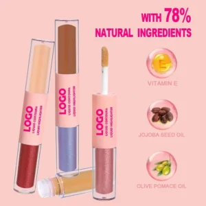 Custom Private Label No Logo 2-in-1 Liquid Highlighter & Contour, Concealing Brightening Dewy Skin Facial Sculpting Makeup