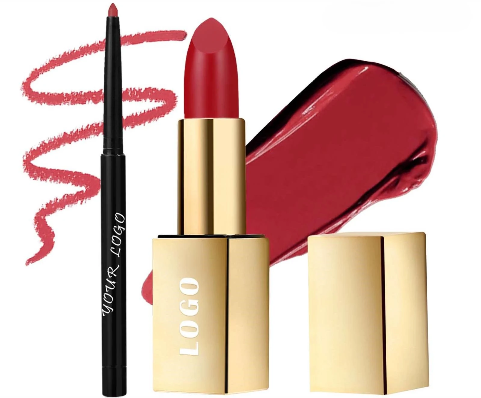 Custom Private Label No Logo 2 In 1 Matte Lipstick & Lip Liner All-in-One Lip Makeup Kit