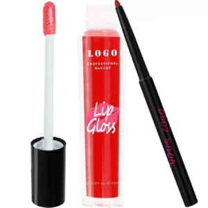 Custom Private Label No Logo 2 In 1 Mirror Hydrating Lip Gloss & Lip Liner Lip Makeup Set