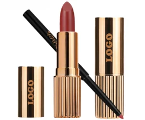 Custom 2 In 1 Mirror Hydrating Lipstick & Lip Liner Long Wear Non-Transfer Lip Cosmetic Set