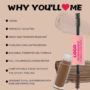 Custom 2-in-1 Clear Waterproof Eyebrow Setting Gel & Brow Tint, Sweat-Proof Smudge-Proof Fade-Resistant Long-Lasting Brow Styling