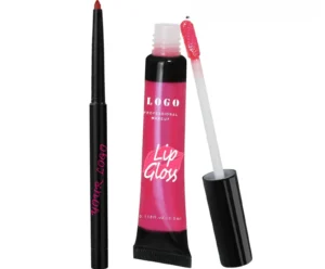 Custom 2 In 1 Waterproof Hydrating Lip Gloss & Lip Liner Complete Long Lasting Lip Makeup Kit
