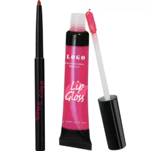 Custom 2 In 1 Waterproof Hydrating Lip Gloss & Lip Liner Complete Long Lasting Lip Makeup Kit