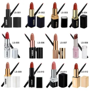 Custom Private Label No Logo 2 In 1 Waterproof Hydrating Lipstick & Lip Liner Lip Makeup Set