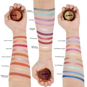 Custom 2 Shades Earth Tone Shimmer Fine Glitter Multi-use Eyeshadow Palette Daily Eye Makeup