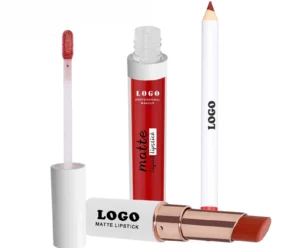 Customizable 3 In 1 Matte Non-transfer Lipstick Lip Gloss Lip Liner Complete Lip Makeup Set