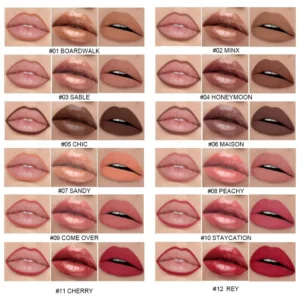 Custom 3-in-1 Matte Lipstick Lip Liner & Hydrating Lip Gloss Complete Long-Lasting Lip Makeup Set