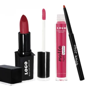 Custom 3 In 1 Lip Makeup Kit, Matte Lipstick Hydrating Lip Gloss & Precise Lip Liner Long Wear Non-Transfer Set