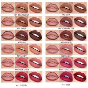 Custom 3 In 1 Lip Makeup Kit, Matte Lipstick Hydrating Lip Gloss & Precise Lip Liner Long Wear Non-Transfer Set