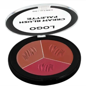 Custom Private Label No Logo 3 Shades Cream Blush Palette, Highly Pigmented Long Wear Natural Nude Facial Rouge Makeup