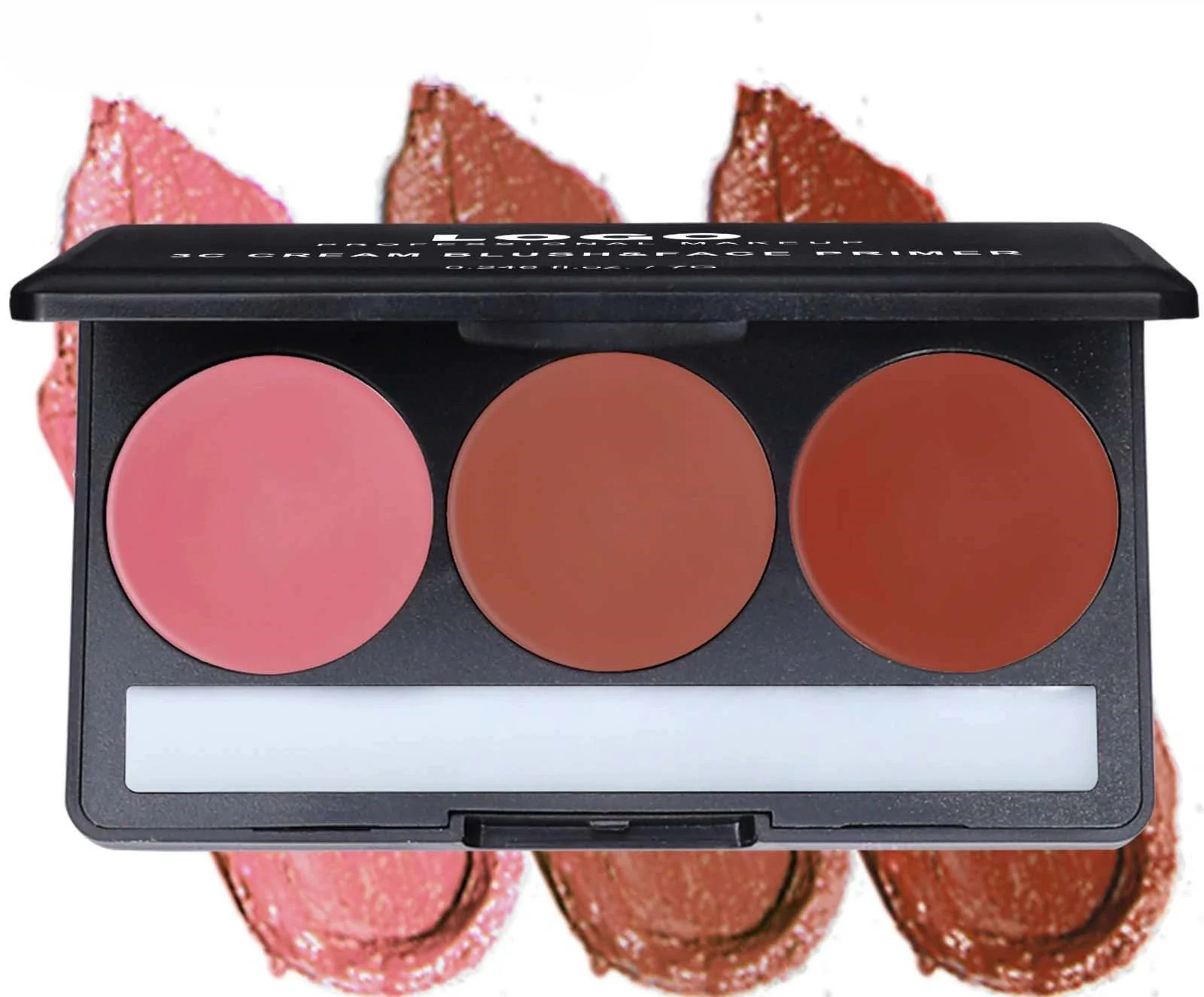 Custom Private Label No Logo 3-Shade Multi-Use Cream Blush Palette, Highly Pigmented Long-Lasting Natural Nude Facial Rouge