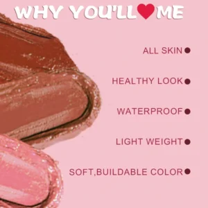 Custom Private Label No Logo 3-Shade Multi-Use Cream Blush Palette, Highly Pigmented Long-Lasting Natural Nude Facial Rouge