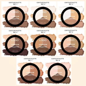 Custom Private Label No Logo 3 Shade Waterproof Sweat Proof Contour Palette, Highly Pigmented Long Wear 3D Facial Sculpting Makeup