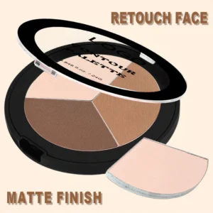 Custom Private Label No Logo 3 Shade Waterproof Sweat Proof Contour Palette, Highly Pigmented Long Wear 3D Facial Sculpting Makeup