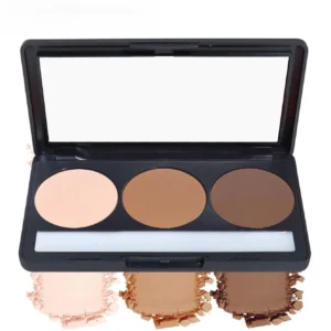 Custom Private Label No Logo 3 Shades Waterproof Sweat Proof Matte Contour Palette, Non-Caking Long Wear Facial Sculpting Makeup