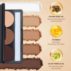 Custom Private Label No Logo 3 Shades Waterproof Sweat Proof Matte Contour Palette, Non-Caking Long Wear Facial Sculpting Makeup